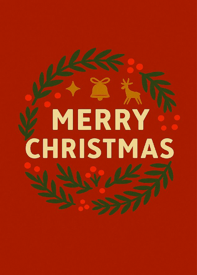 Triplets Craft Greeting Card - Merry Christmas